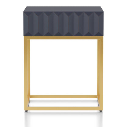Giffore Metal 1-Drawer Side Table in Antique Blue