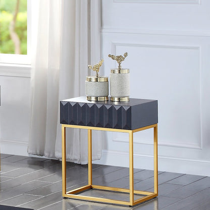 Giffore Metal 1-Drawer Side Table in Antique Blue