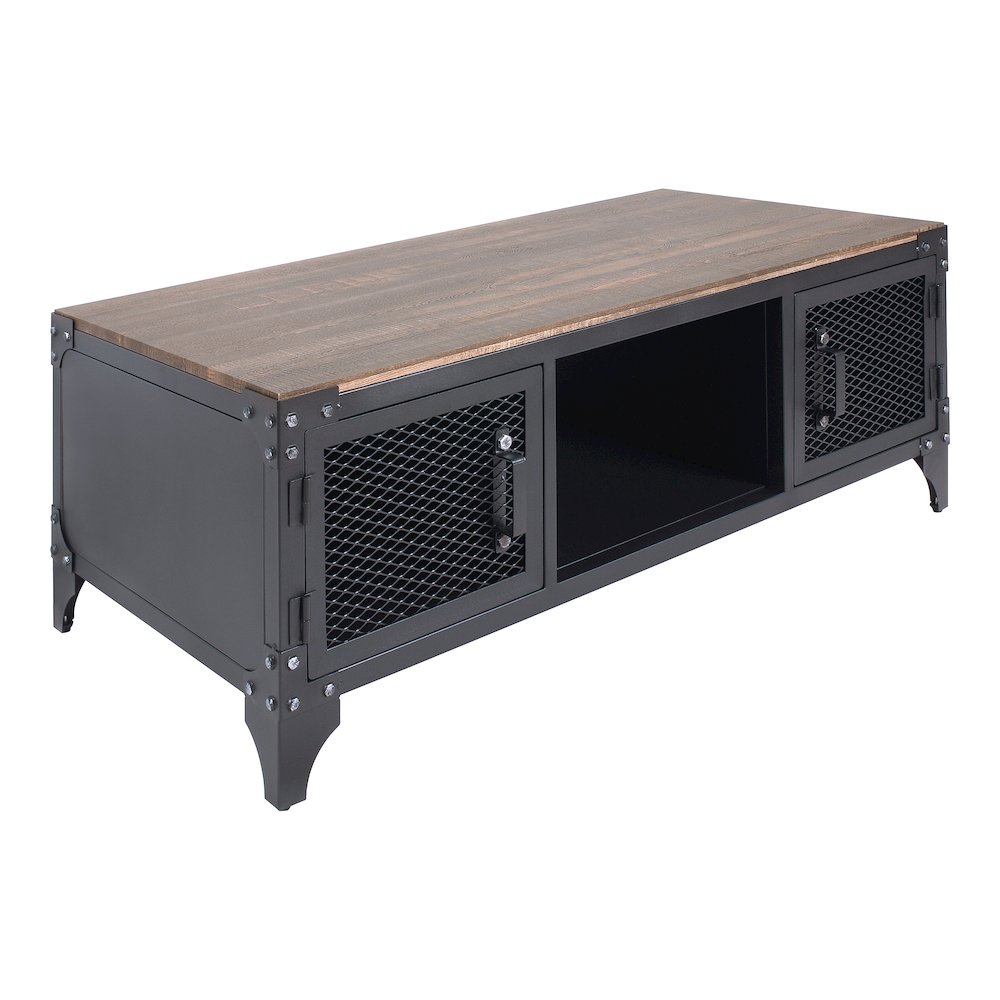 Edam Industrial Metal Storage Coffee Table in Sand Black