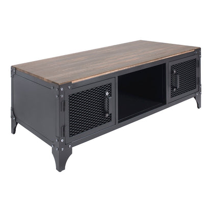 Edam Industrial Metal Storage Coffee Table in Sand Black