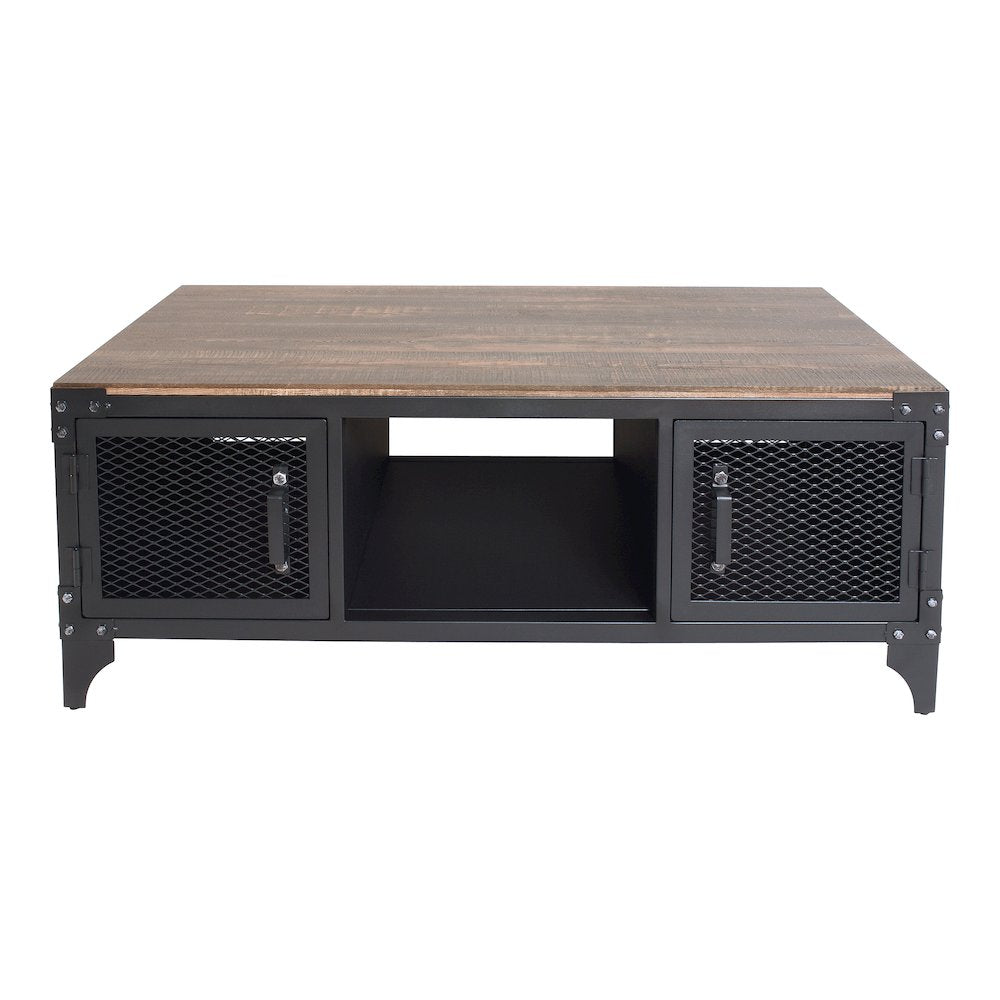 Edam Industrial Metal Storage Coffee Table in Sand Black