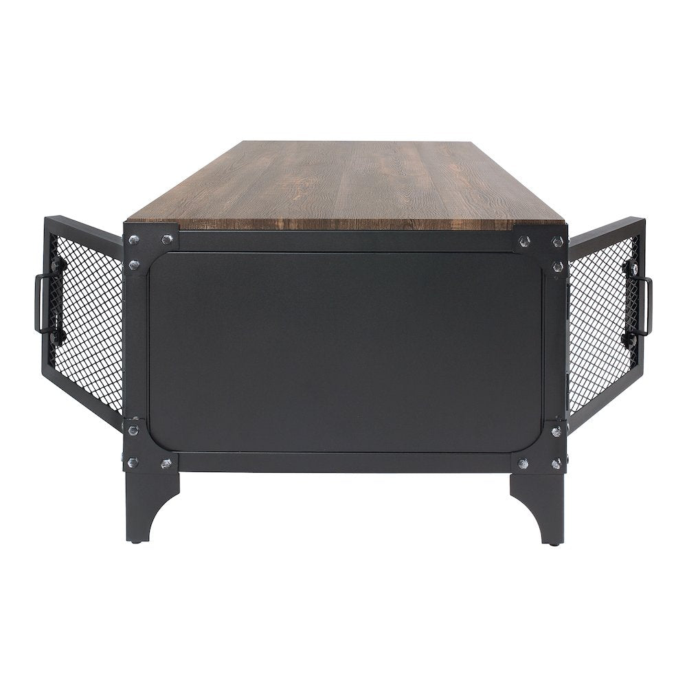 Edam Industrial Metal Storage Coffee Table in Sand Black
