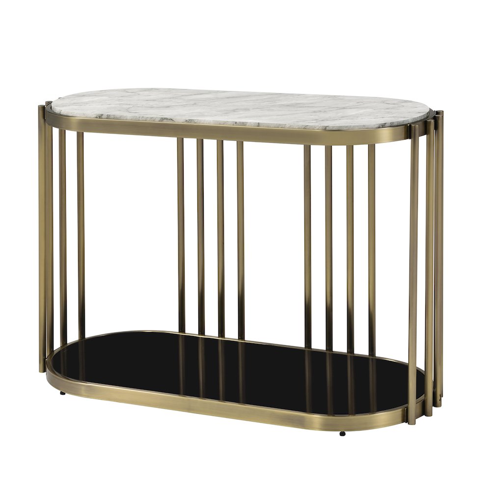 Kual Contemporary Metal 1-Shelf Console Table in Brass