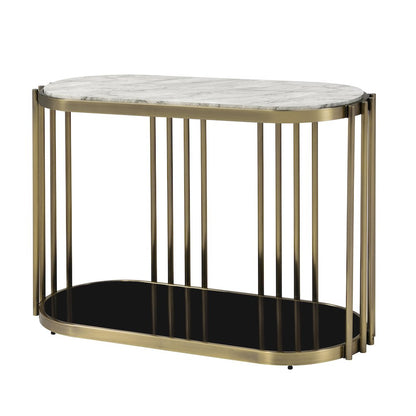 Kual Contemporary Metal 1-Shelf Console Table in Brass