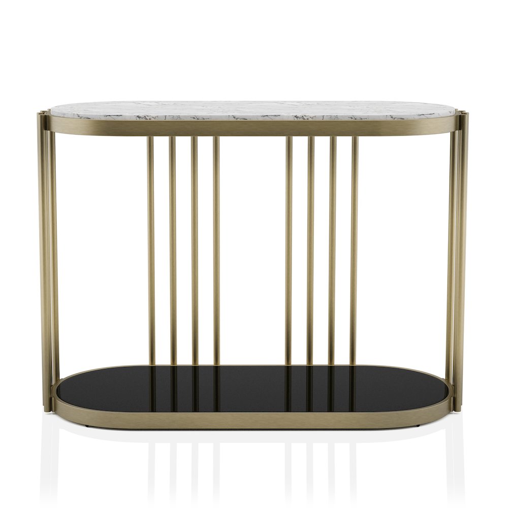 Kual Contemporary Metal 1-Shelf Console Table in Brass