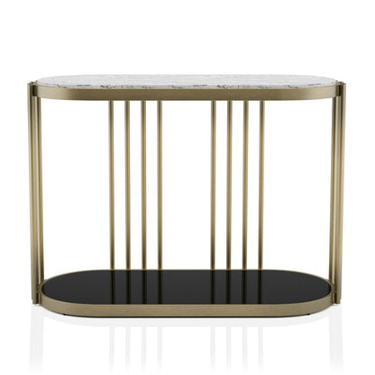Kual Contemporary Metal 1-Shelf Console Table in Brass