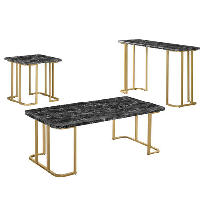 Clotten 3-Piece Metal Coffee Table Set in Black