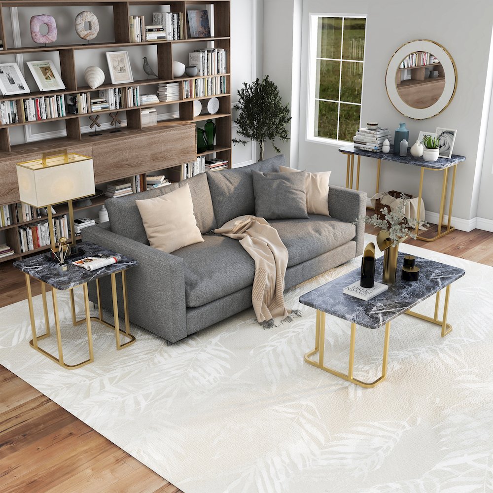 Clotten 3-Piece Metal Coffee Table Set in Black