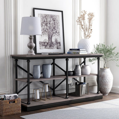 Drewden Transitional Wood 2-Shelf Console Table