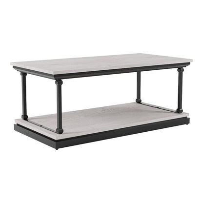 Drewden Transitional2-Piece Wood Coffee Table Set in Antique White