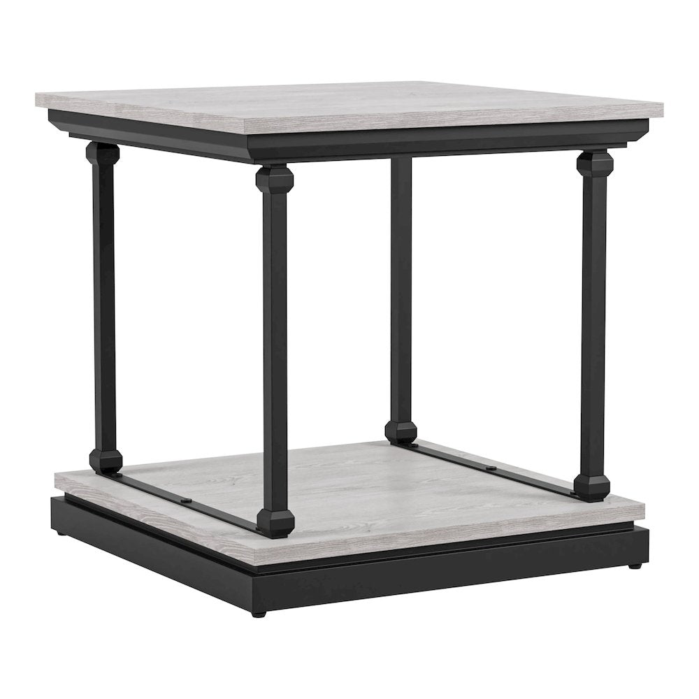 Drewden Transitional Wood End Table in Antique White