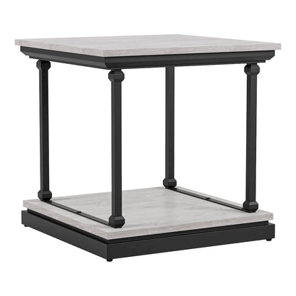 Drewden Transitional Wood End Table in Antique White