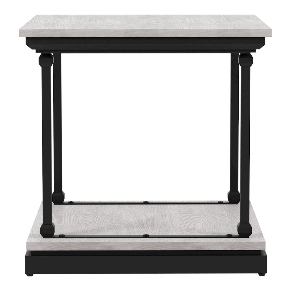 Drewden Transitional Wood End Table in Antique White