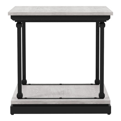 Drewden Transitional Wood End Table in Antique White