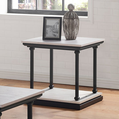 Drewden Transitional Wood End Table in Antique White