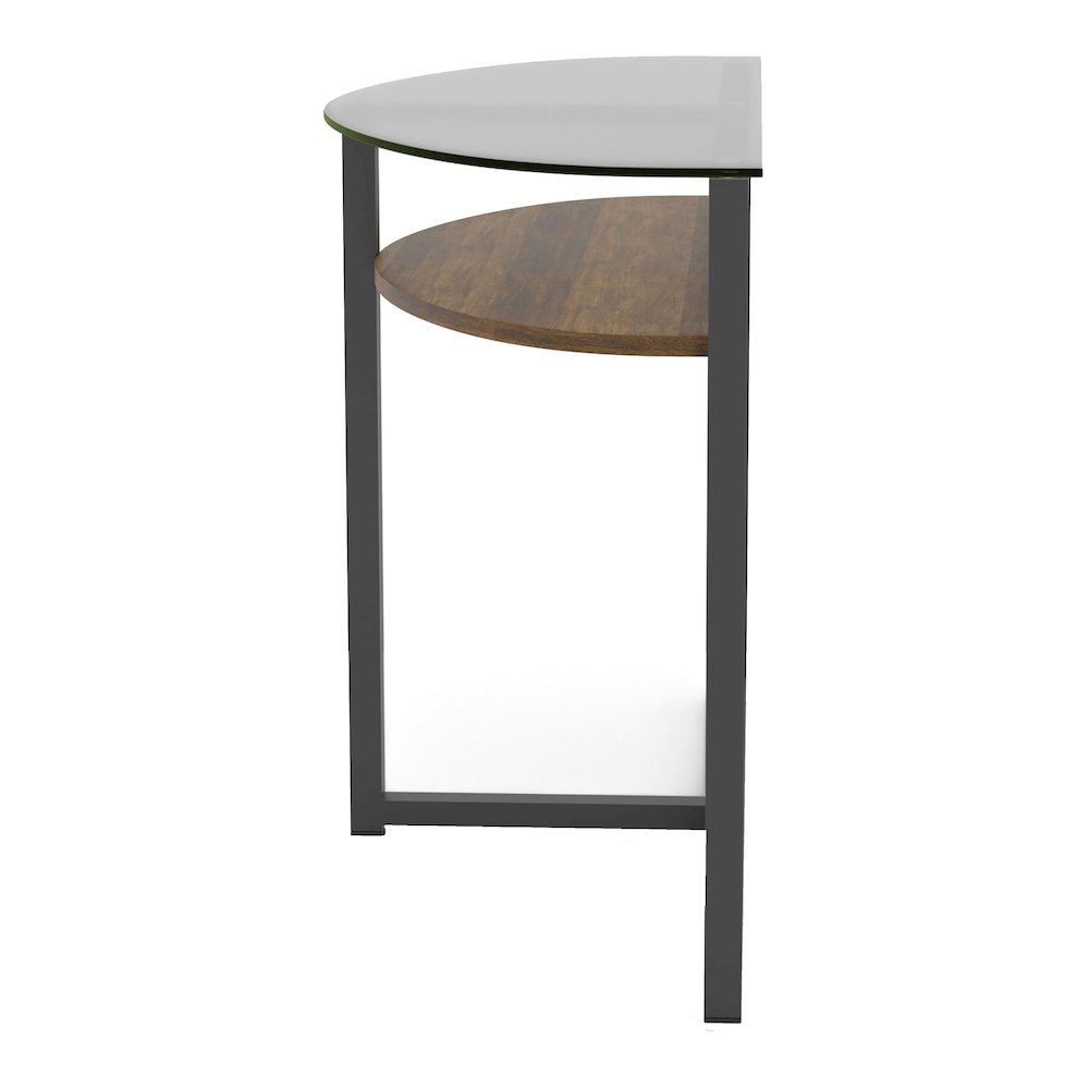 Barker Industrial Glass Top Console Table in Black Chrome