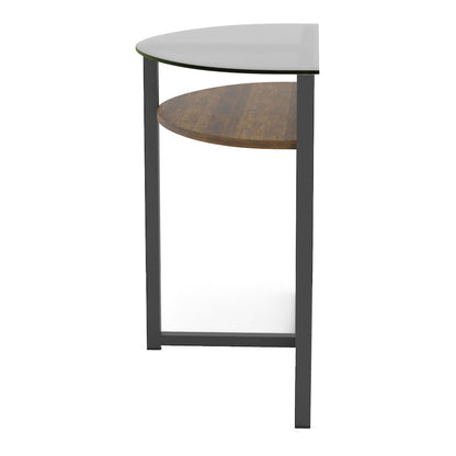 Barker Industrial Glass Top Console Table in Black Chrome