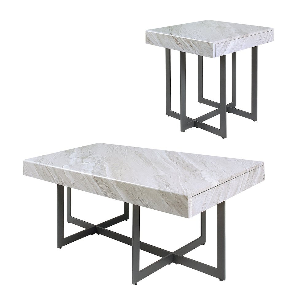 Vasket Contemporary Metal 2-Piece Coffee Table Set