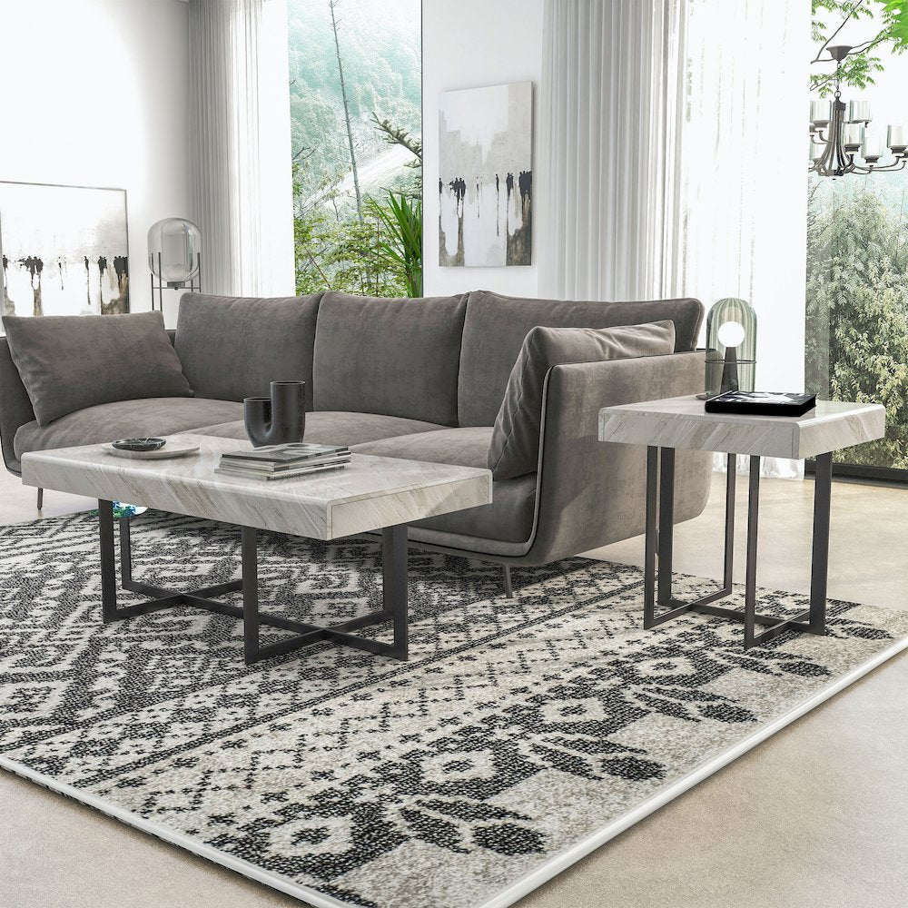 Vasket Contemporary Metal 2-Piece Coffee Table Set