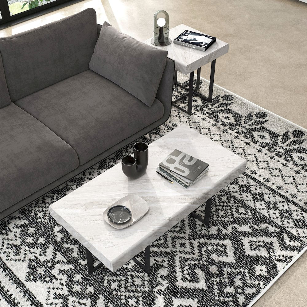 Vasket Contemporary Metal 2-Piece Coffee Table Set