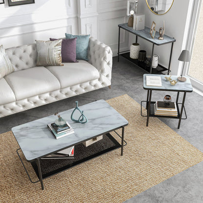 Joaquin Metal 3-Piece Coffee Table Set in Black and White