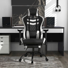 Nosse Faux Leather Swivel Gaming Chair in White and Black