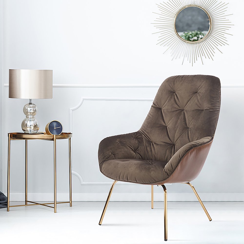 Farde Modern Fabric Tufted Accent Chair in Brown