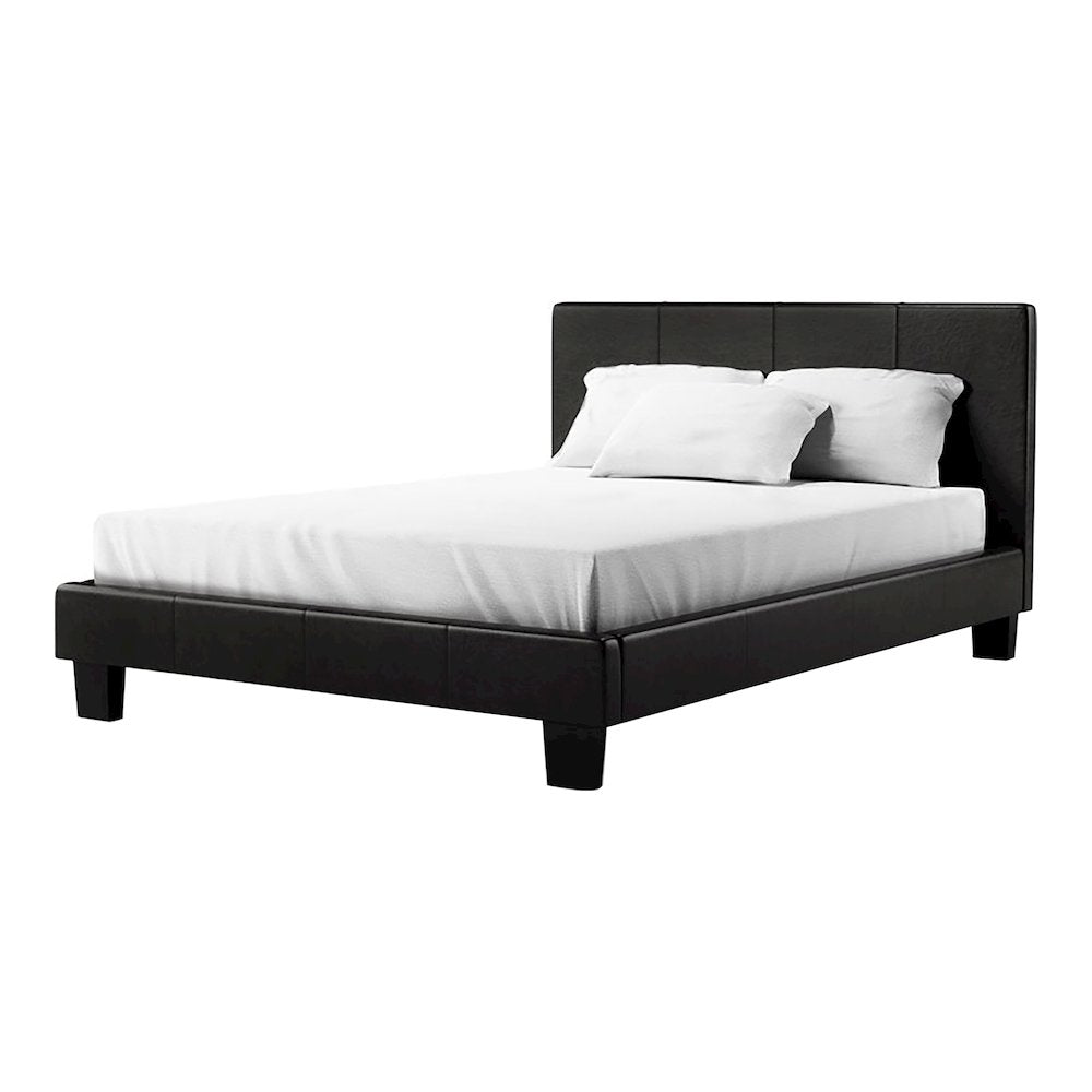 Ramone Solid Wood Frame Faux Leather Platform Bed