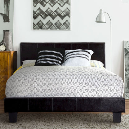 Ramone Solid Wood Frame Faux Leather Platform Bed