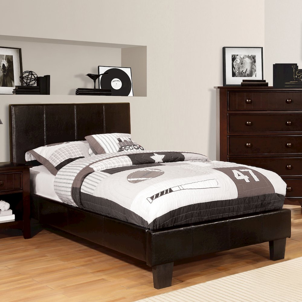 Ramone Solid Wood Frame Faux Leather Platform Bed