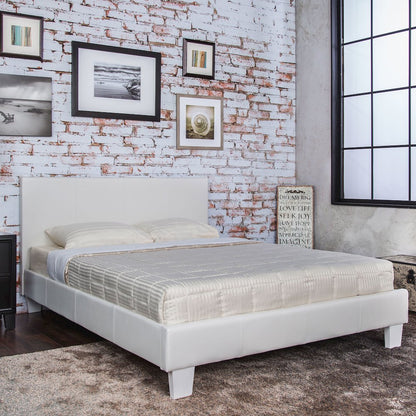 Ramone Solid Wood Frame Faux Leather Platform Bed