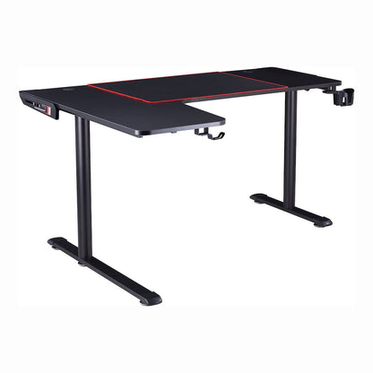 Valay Modern Metal Gaming Desk with Outlets in Black