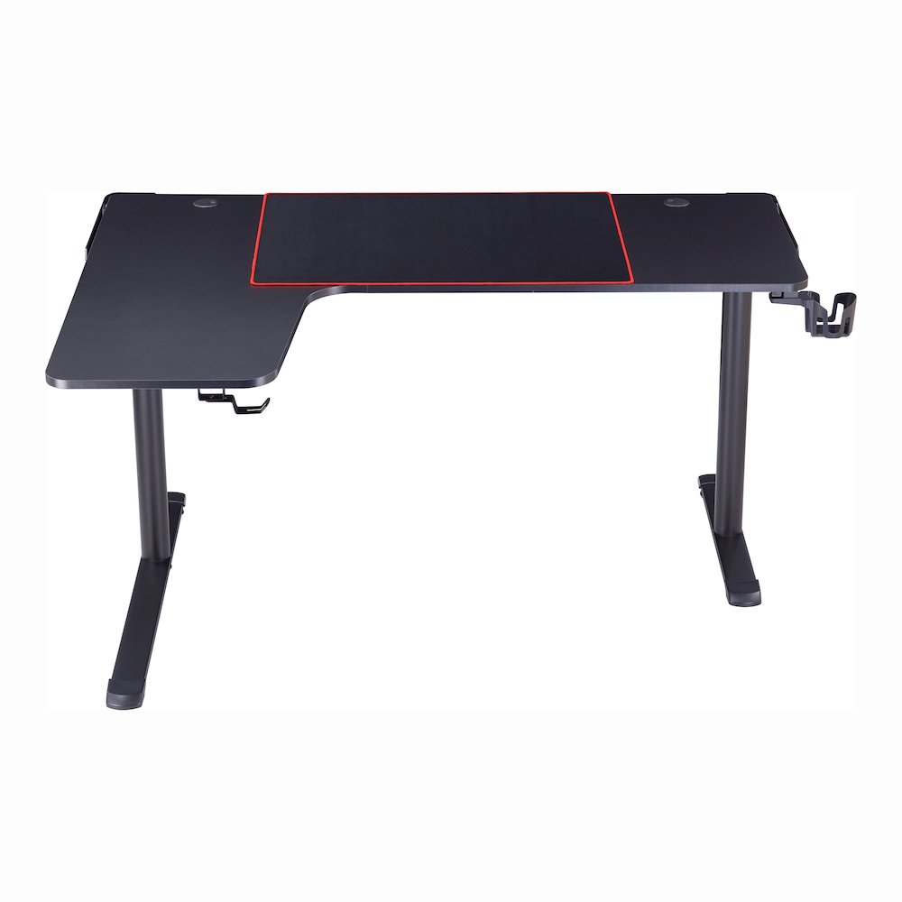 Valay Modern Metal Gaming Desk with Outlets in Black