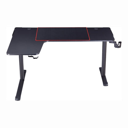 Valay Modern Metal Gaming Desk with Outlets in Black