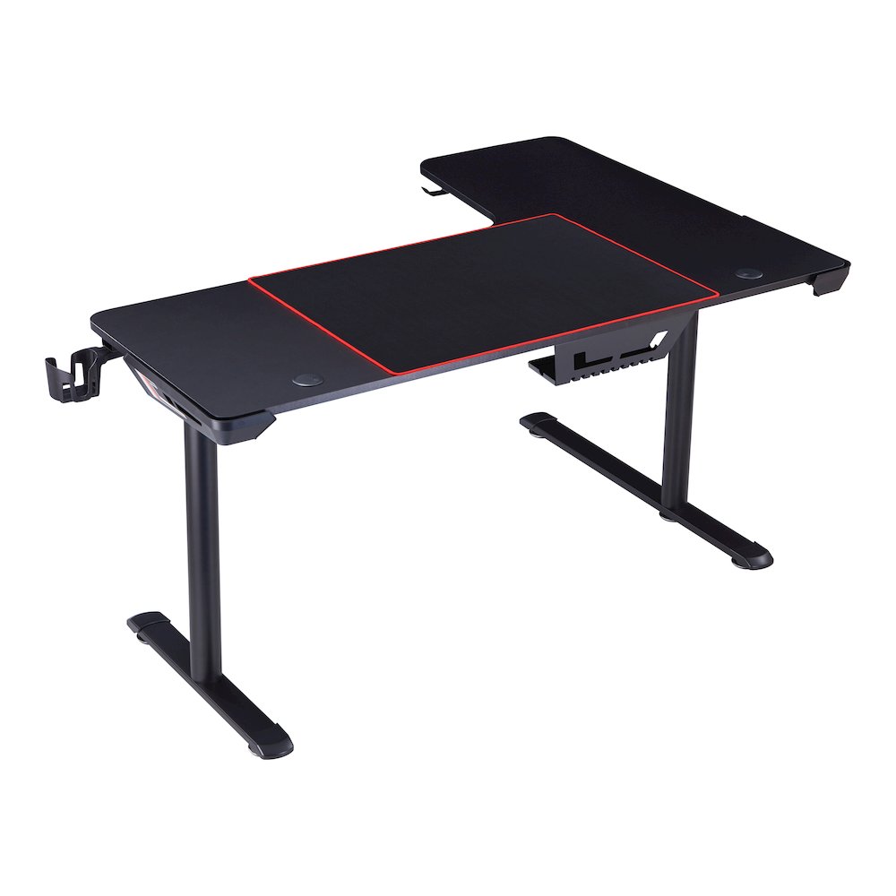 Valay Modern Metal Gaming Desk with Outlets in Black