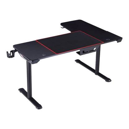 Valay Modern Metal Gaming Desk with Outlets in Black