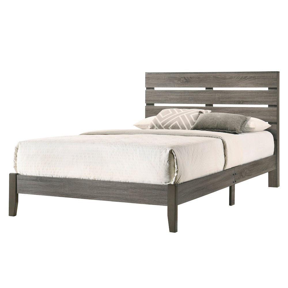 Vaker Transitional Wood California King Slatted Bed in Gray