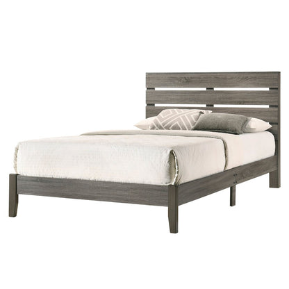 Vaker Transitional Wood California King Slatted Bed in Gray