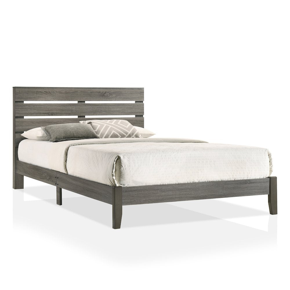 Vaker Transitional Wood California King Slatted Bed in Gray