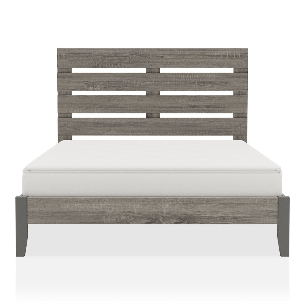 Vaker Transitional Wood California King Slatted Bed in Gray