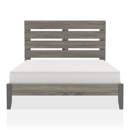 Vaker Transitional Wood California King Slatted Bed in Gray
