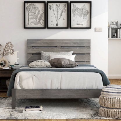 Vaker Transitional Wood California King Slatted Bed in Gray