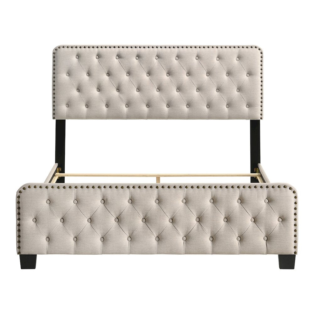 Dexter Wood Frame Button Tufted Upholstered Wood Bed