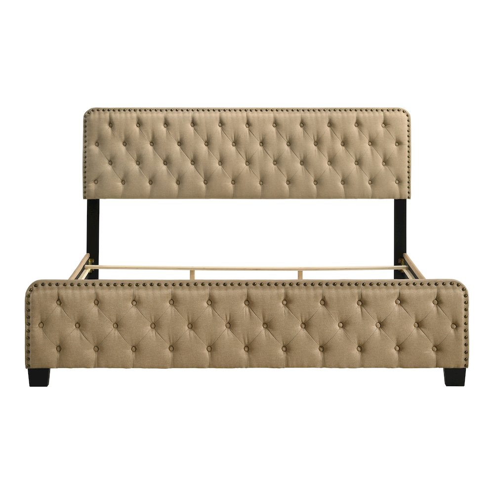 Dexter Wood Frame Button Tufted Upholstered Wood Bed