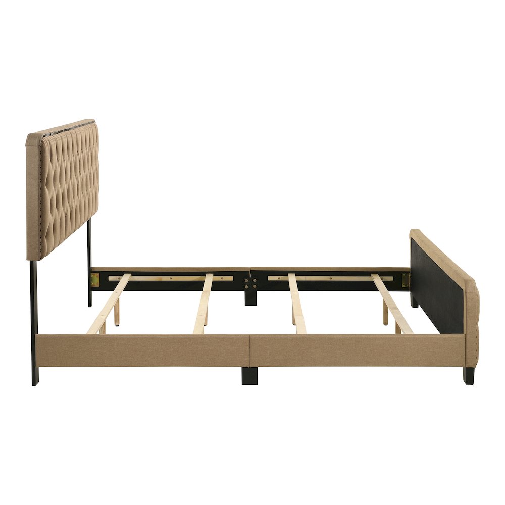 Dexter Wood Frame Button Tufted Upholstered Wood Bed