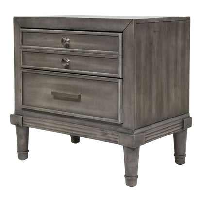Cartagena Solid Wood 3-Drawer Nightstand in Gray