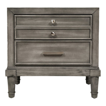 Cartagena Solid Wood 3-Drawer Nightstand in Gray