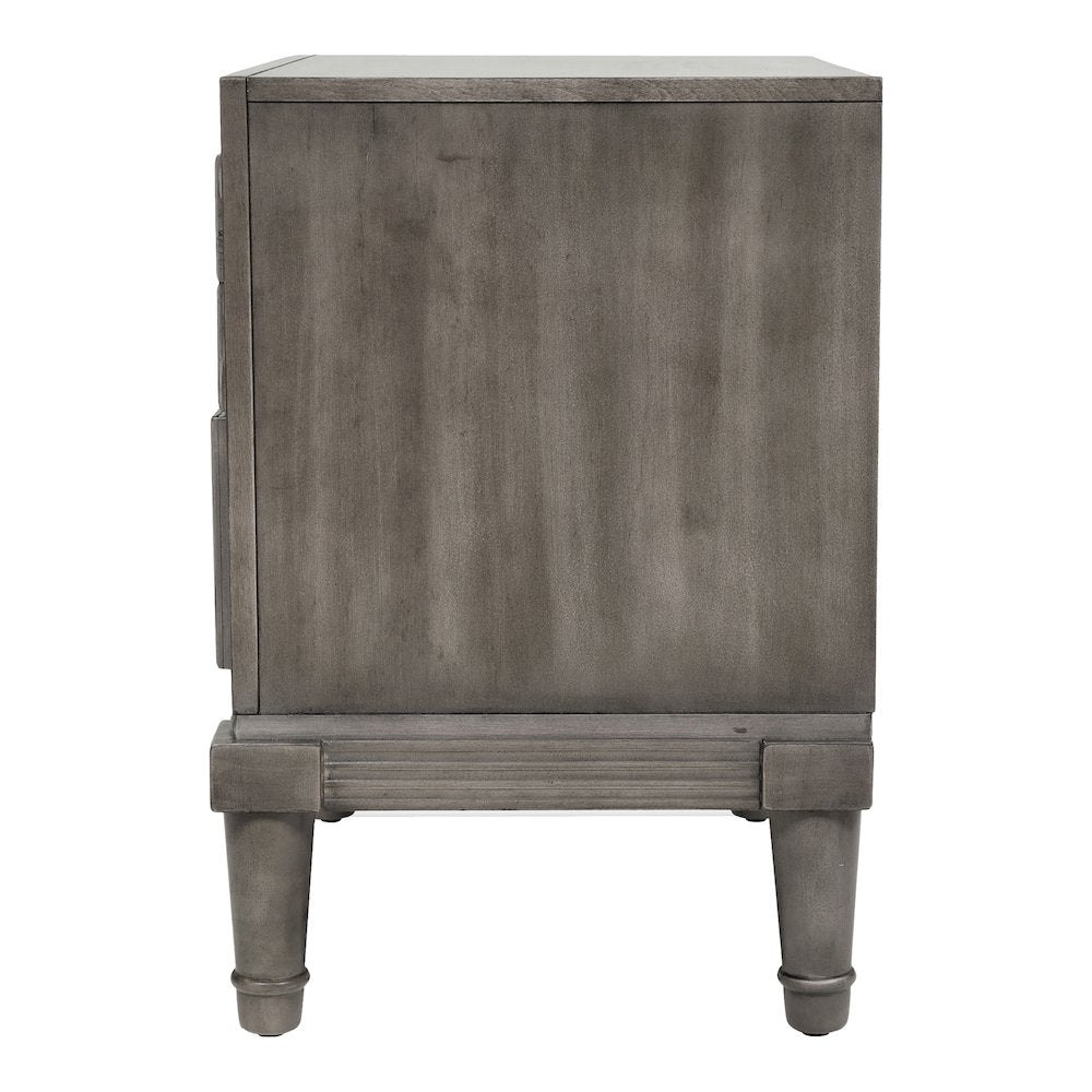 Cartagena Solid Wood 3-Drawer Nightstand in Gray