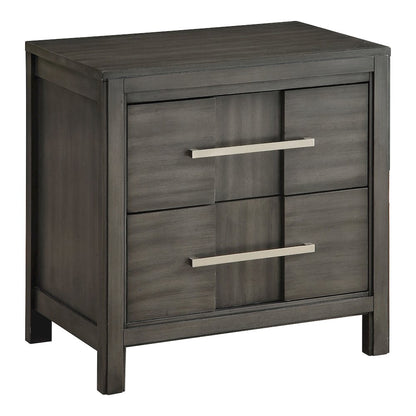 Vela Solid Wood 2-Drawer Nightstand in Grey