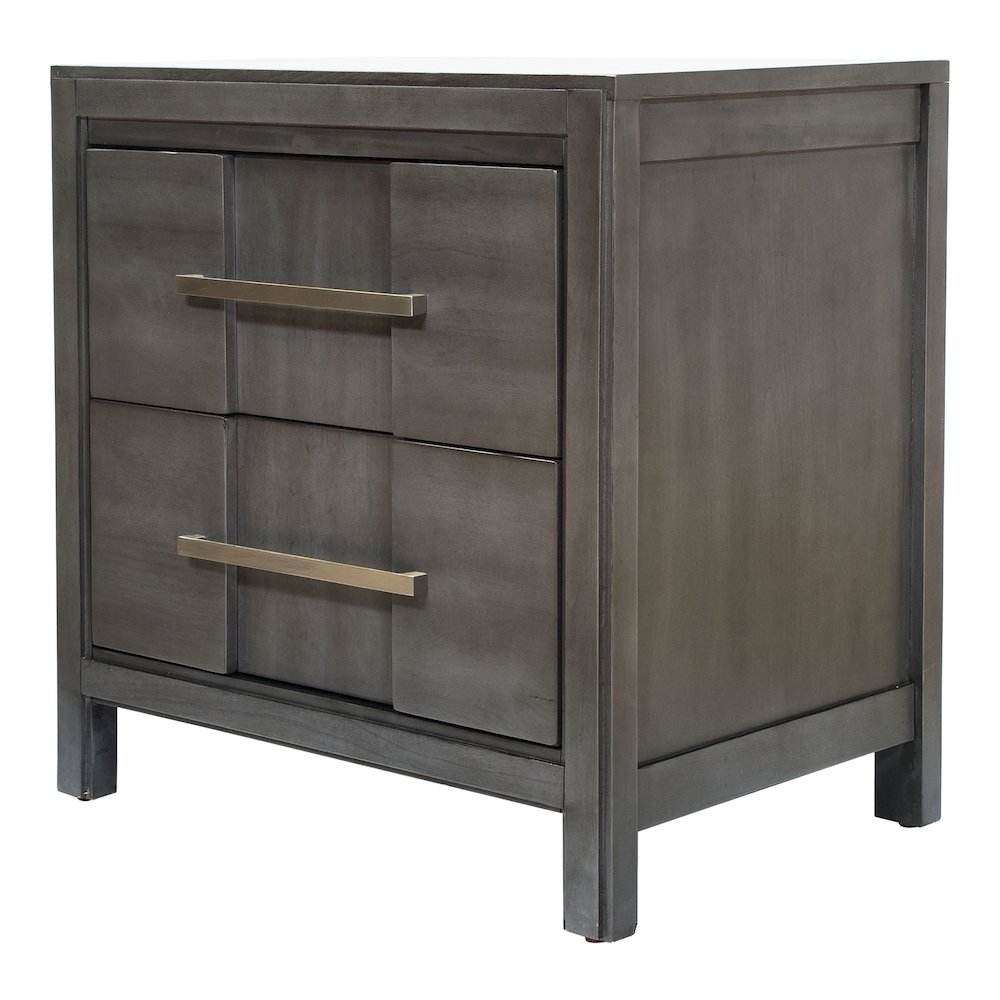 Vela Solid Wood 2-Drawer Nightstand in Grey